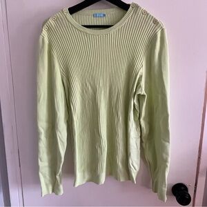 J. McLaughlin Sea Spray Ribbed Long Sleeve Crew Neck Sweater Light Green Size XL